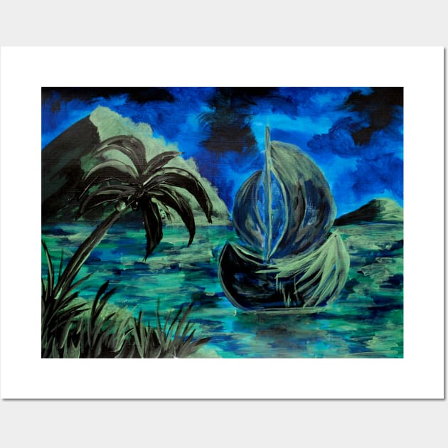 Boat at Night Acrylic Wall Art by ZeichenbloQ